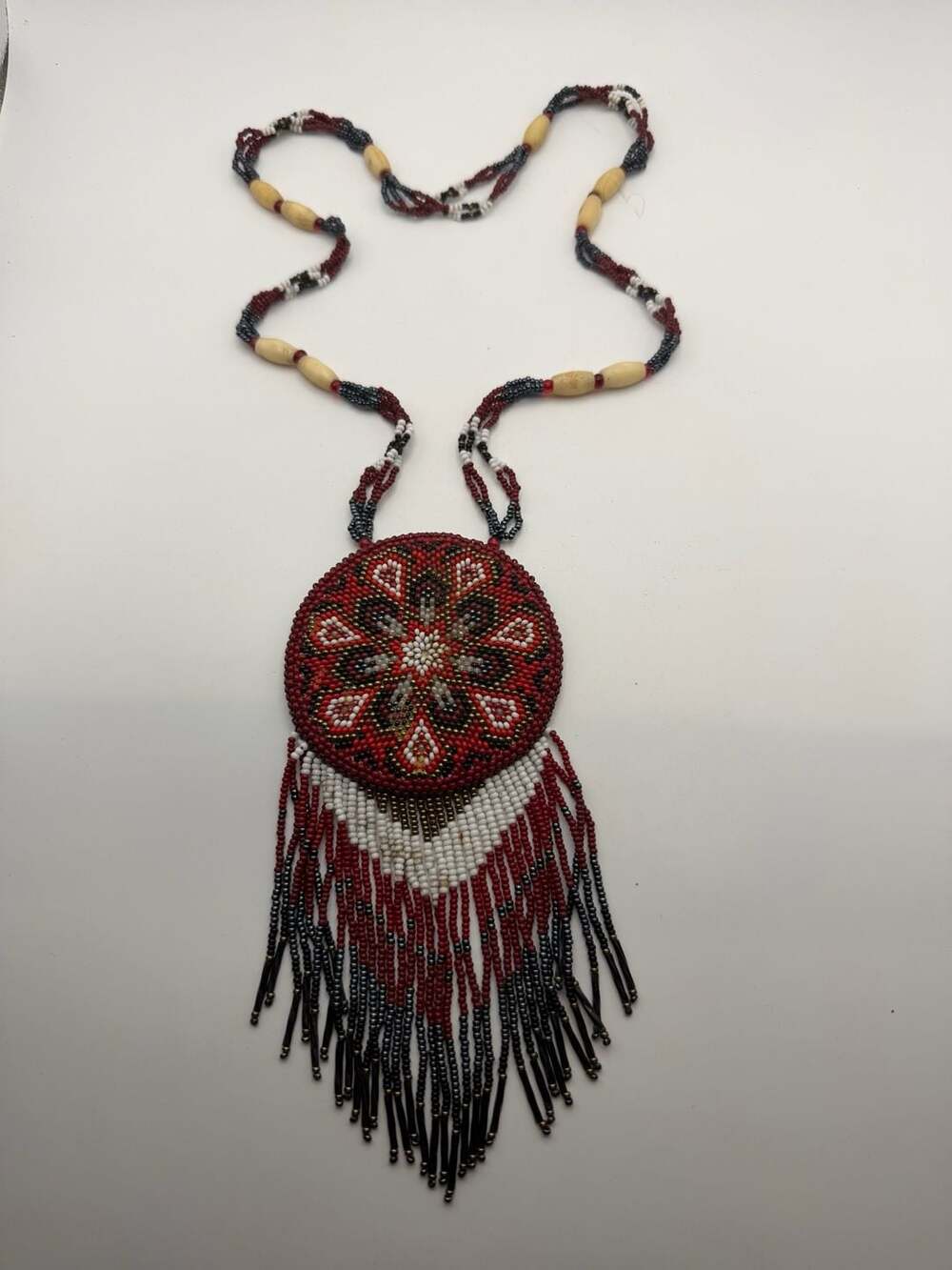 Native American Style Beaded Medallion Necklace